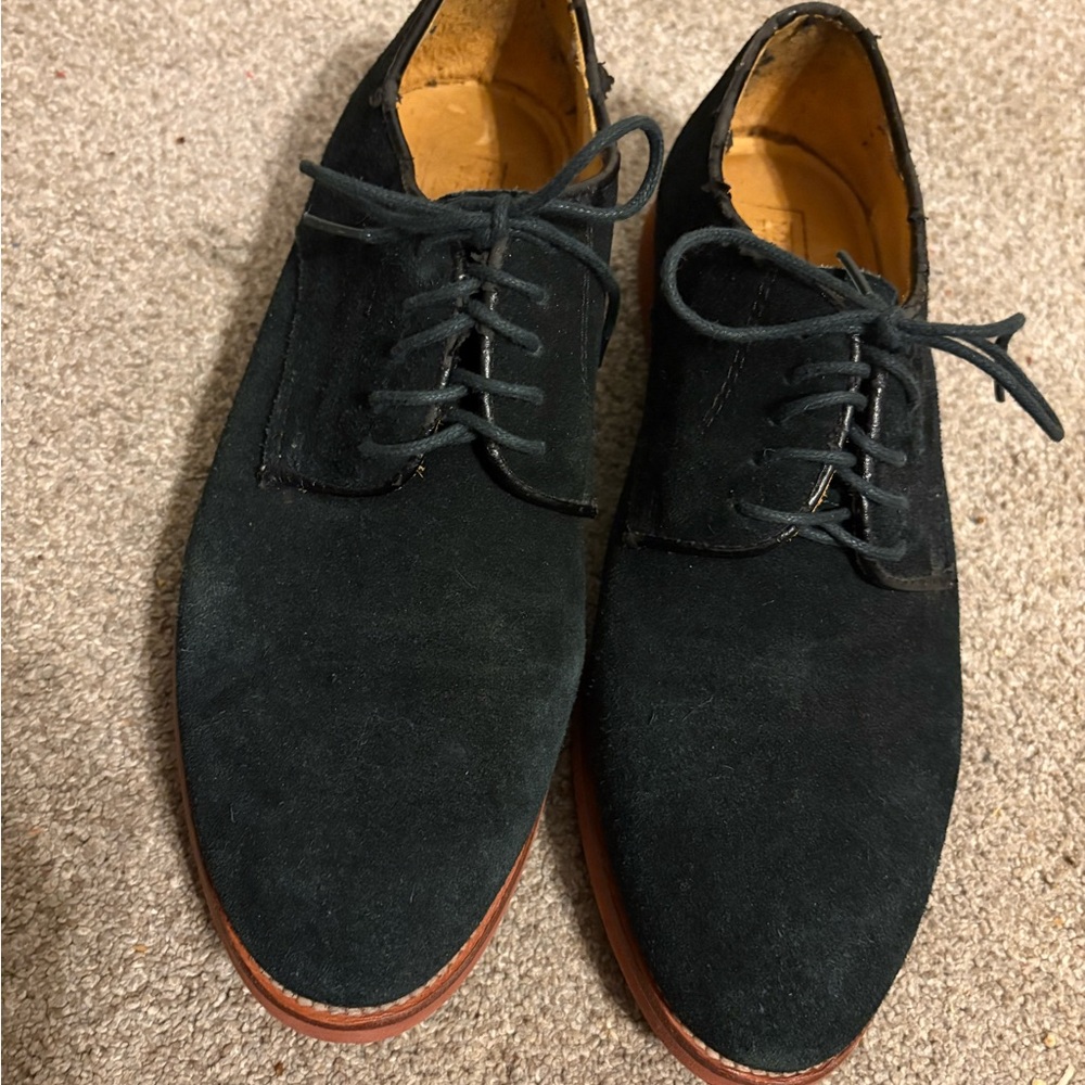 Mercanti Fiorentini Shoes Mens 9.5 Plain Toe Lace Up Oxford Black Suede